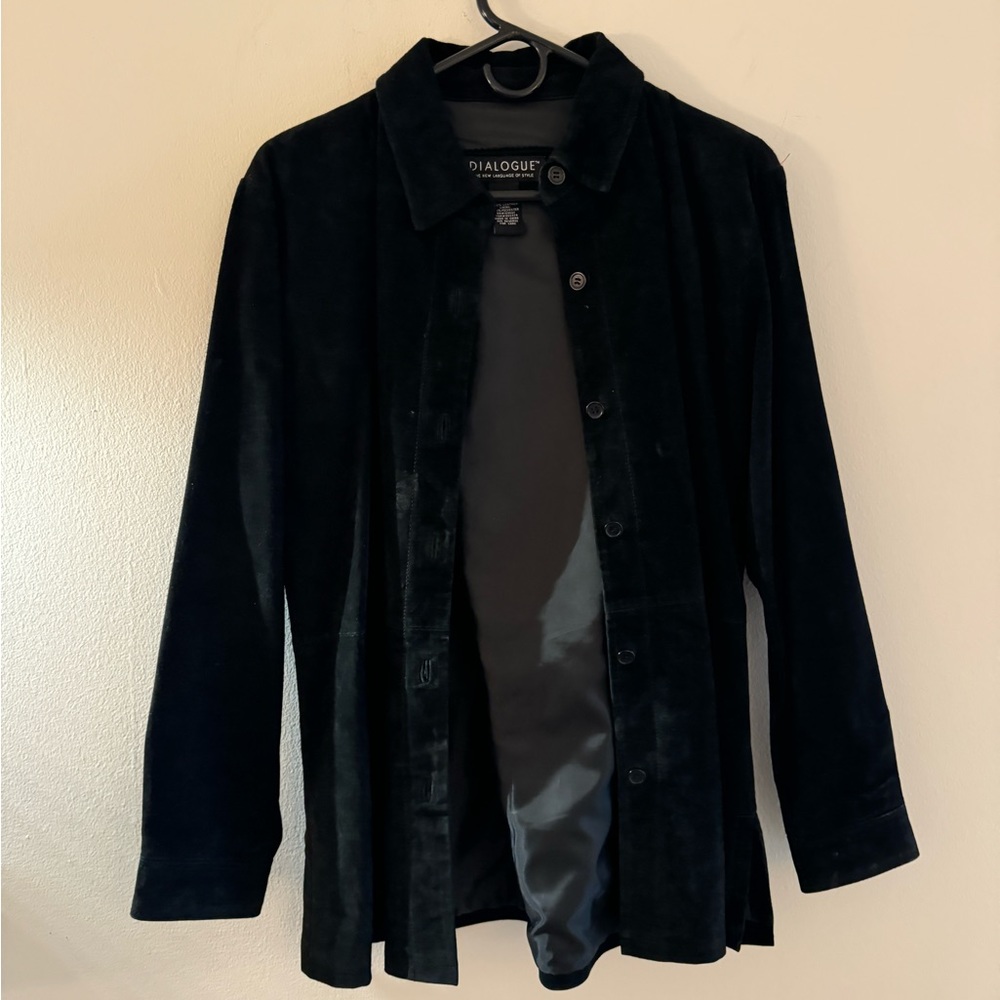 Vintage genuine suede black shirt jacket | genuine suede jacket | black | small